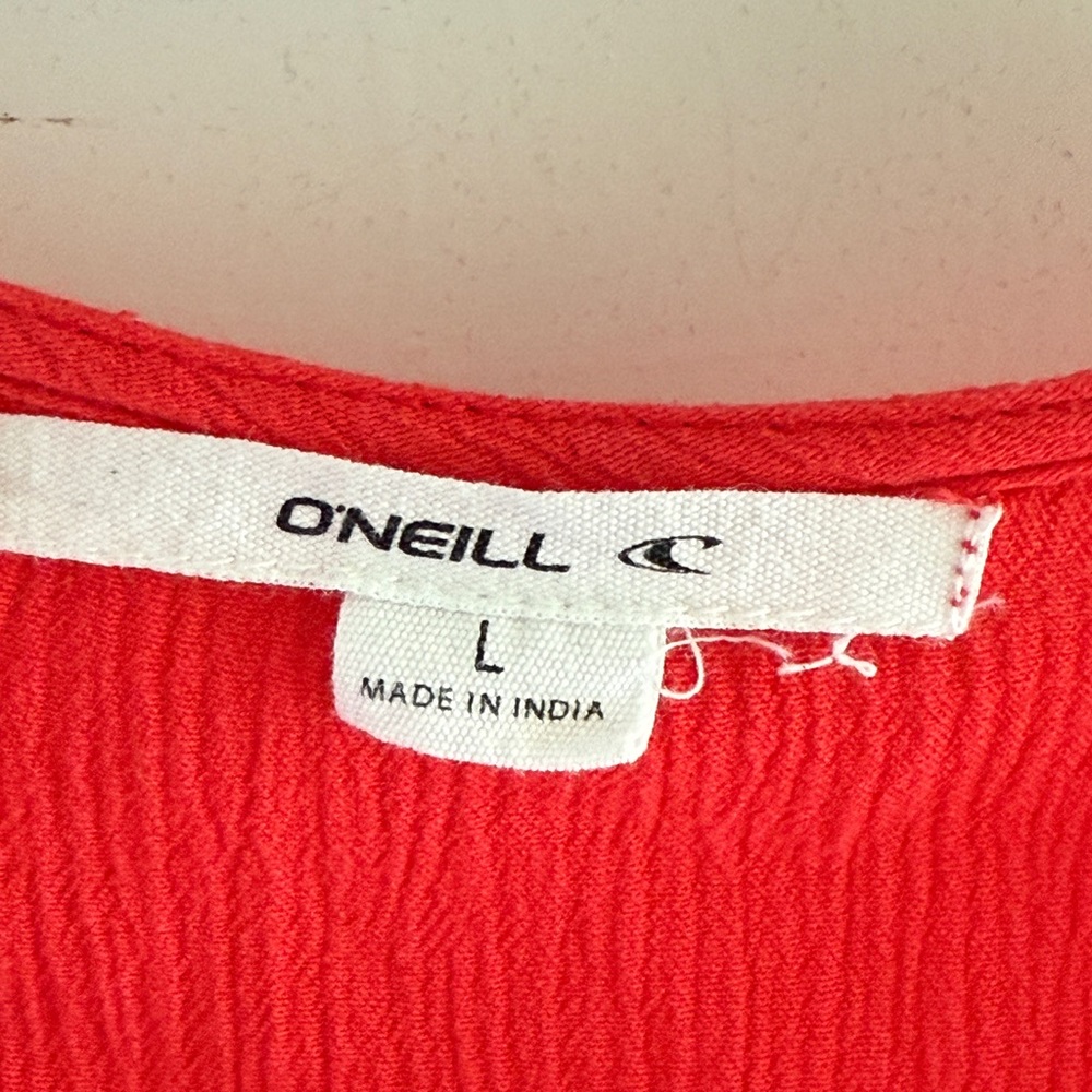 O'Neill Red V-Neck Blouse, Size Large - Picture 4 of 7